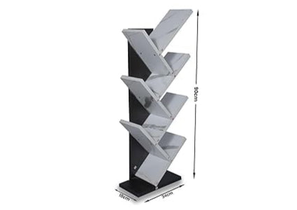 Wooden Tree Bookshelf – Freestanding Book Rack for Home & Office | V-Shaped Book Holder